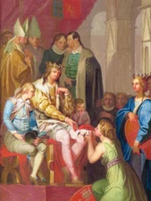 oil painting  handpainted on canvas "Christian I elevates Holsten to the duchy "