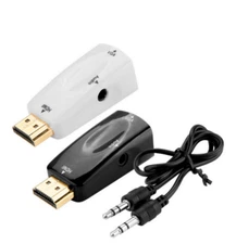 HDMI Male To VGA Female Converter Box Adapter With Audio Cable For PC HDTV RF