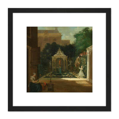 Troost An Amsterdam Grachtenhaus Garten Gemälde Quadratisch Gerahmt Wandkunst 8X8 Zoll