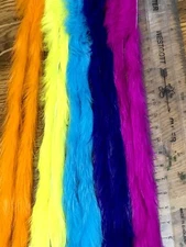 10 GRADE "A" PREMIUM ZONKER RABBIT STRIPS. FLY TYING. FLUORESCENT. SALMON, BASS