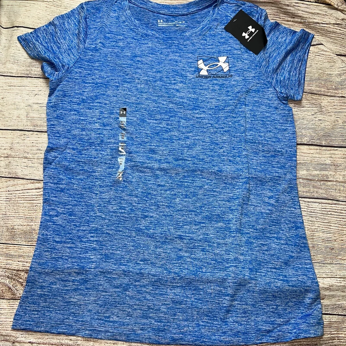 Under Armour Women's Tech Twist Victory Blue Tee Shirt NEW Dri Fit