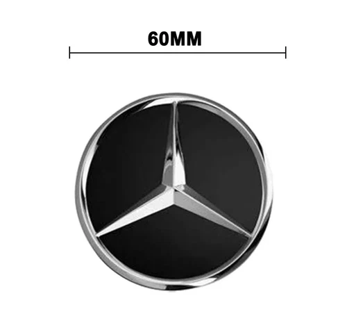 4x Mercede-s 60mm Außendurchmesser GLANZ SCHWARZ Alufelgenabdeckung HupCaps Emblem - Bild 3 von 4