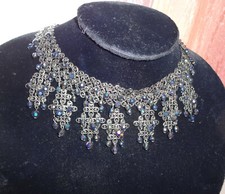 Vtd Victorian Stile Filigree Dangle Stone Beads Teardrop Choker Necklace Luxury