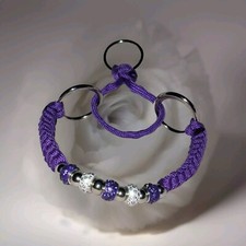 Blingy Dog Show Collar And Lead Set. Purple/Silver Sparkle Beads Small Size