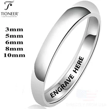 Stainless Steel Wedding Band Promise Ring Plain Comfort FREE ENGRAVE 3mm - 10mm