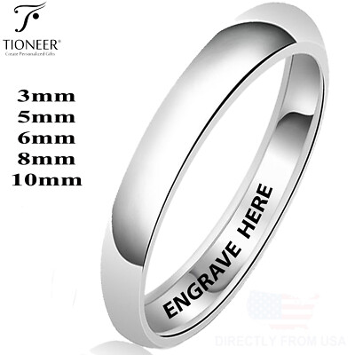 #ad Stainless Steel Wedding Band Promise Ring Plain Comfort FREE ENGRAVE 3mm 10mm $13.99