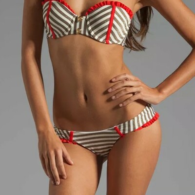 BRAND NEW BEACH BUNNY WE FOUND LOVE RED BIKINI SMALL BOTTOM ONLY