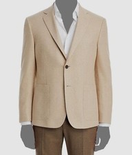 Bloomingdale's Men's Beige Jersey Unstructured Sport Coat Jacket Size 48R