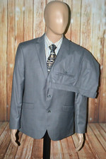 Kenneth Cole Men Check Reaction Techni-Cole 2 Front Button Suit Sz 42R Wst 36x28