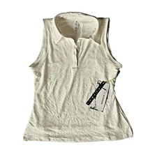 NWT Kyodan Golf Tennis Pickleball White Polo Collared Tank Top Shirt Small NEW