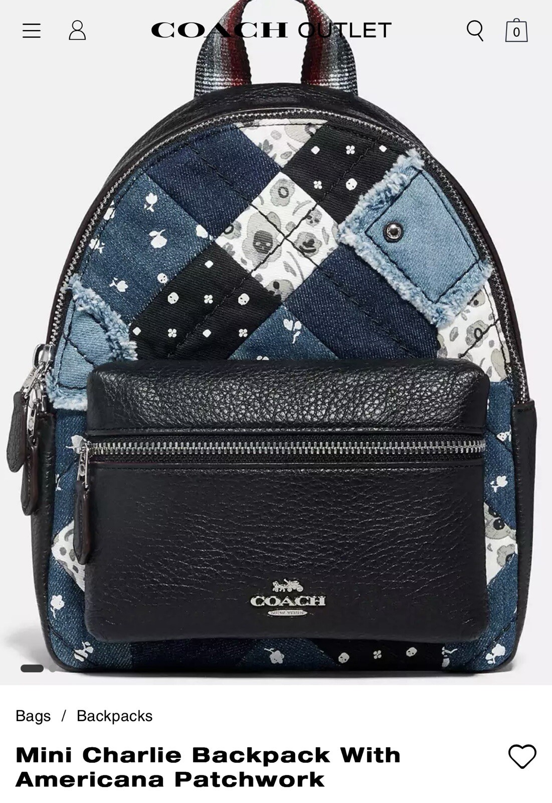 COACH mini backpack Patchwork Leather Purse Black… - image 2