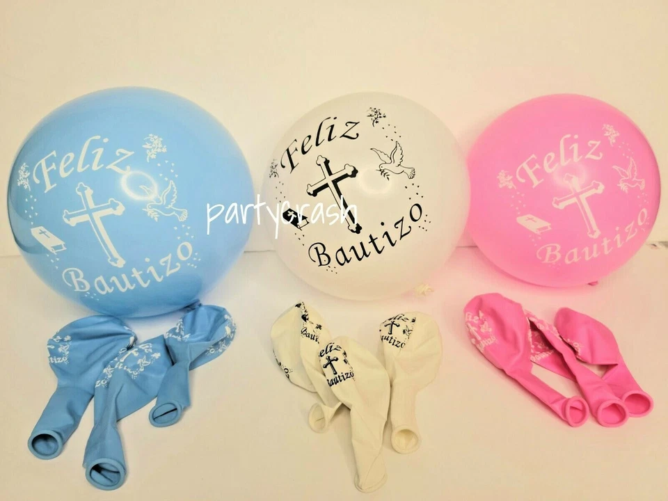 72 Bautizo Globos Party Favors Decoration White Pink Blue - Image 2 of 4