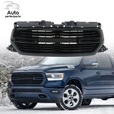 Front Bumper Upper Grille Assembly Glossy Black For 2019 20-2022 Dodge Ram 1500