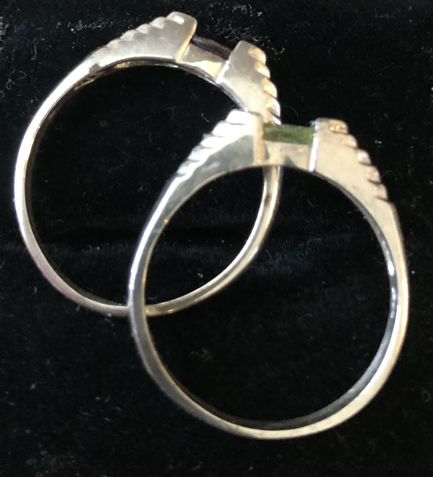 Vintage Set 2 Sterling Silver Stackable Gemstone … - image 4