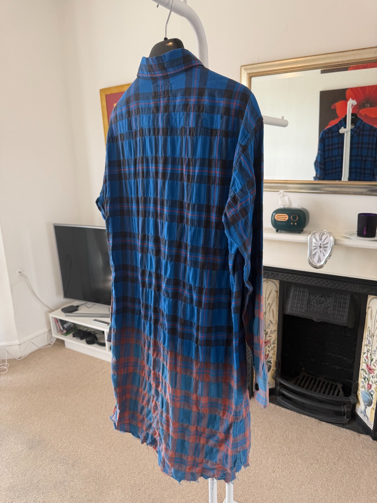 Camicia SS15 Saint Laurent con orlo grezzo sbiancato sfumato