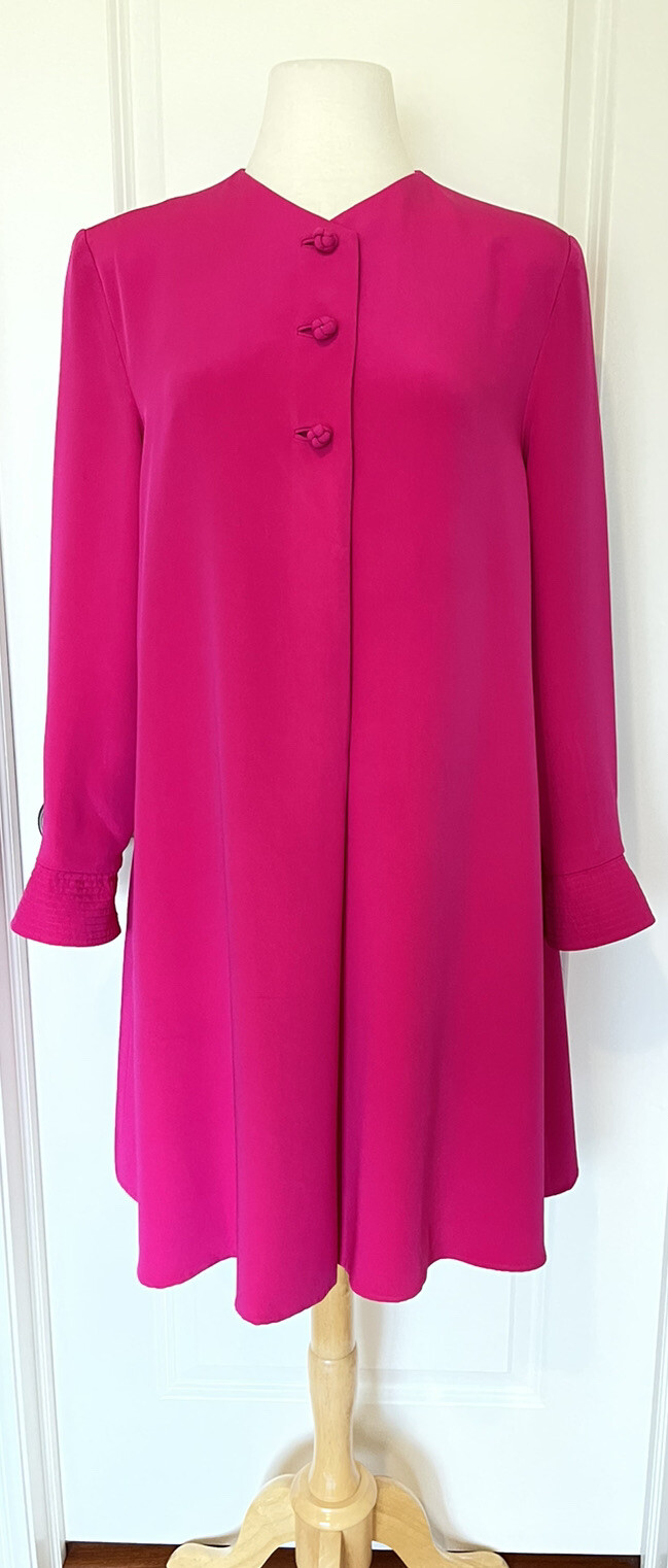 Stanley Platos Martin Ross Vintage Hot Pink Shift Dress- Sz 12~Beautiful & Rare~