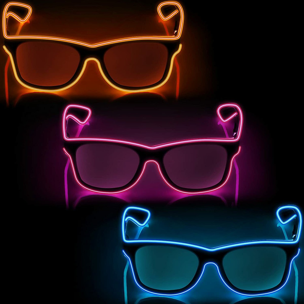 LED-Partybrillen Set – 12 Stück, 7 Styles (Herz, Stern, Etc.), Mit Blinkfunktionen – Für Geburtstag, Karneval, Konzerte