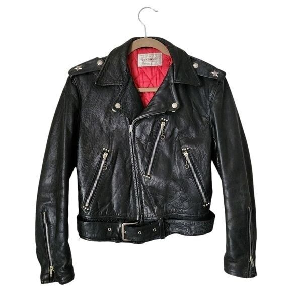 WINDWARD Vintage 1950's Horsehide leather Star epaulet Moto WINDWARD Vintage 1950's Horsehide leather Star epaulet Moto