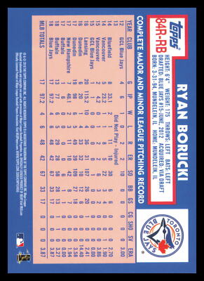 2019 Topps 1984 Rookies #84R-RB Ryan Borucki RC Toronto Blue Jays