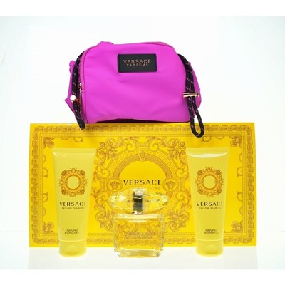 Yellow Diamond by Versace 3.0oz EDT Set for Women 4pc Bag, Shower Gel, Lotion