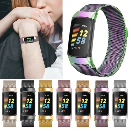 For Fitbit Charge 5 Tracker Milanese Band Metal Stainless Steel Magnet Strap