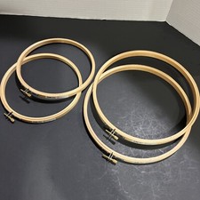 Lot Of 4 Wooden Embroidery Hoops Screw Close 2 - 9  , 2 - 7  Needlepoint Sewing