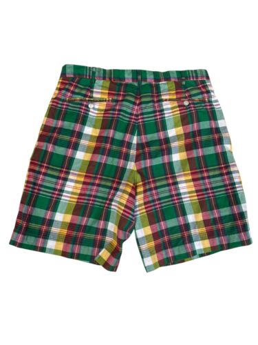 Vintage Polo Ralph Lauren Chino Shorts Mens Size 34 Plaid Green Straight Preppy - Picture 2 of 8