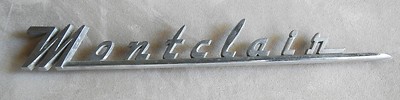 Mercury ''MONTCLAIR''  Fender Nameplate Script Badge Metal Chrome PRT# BV-16098-A