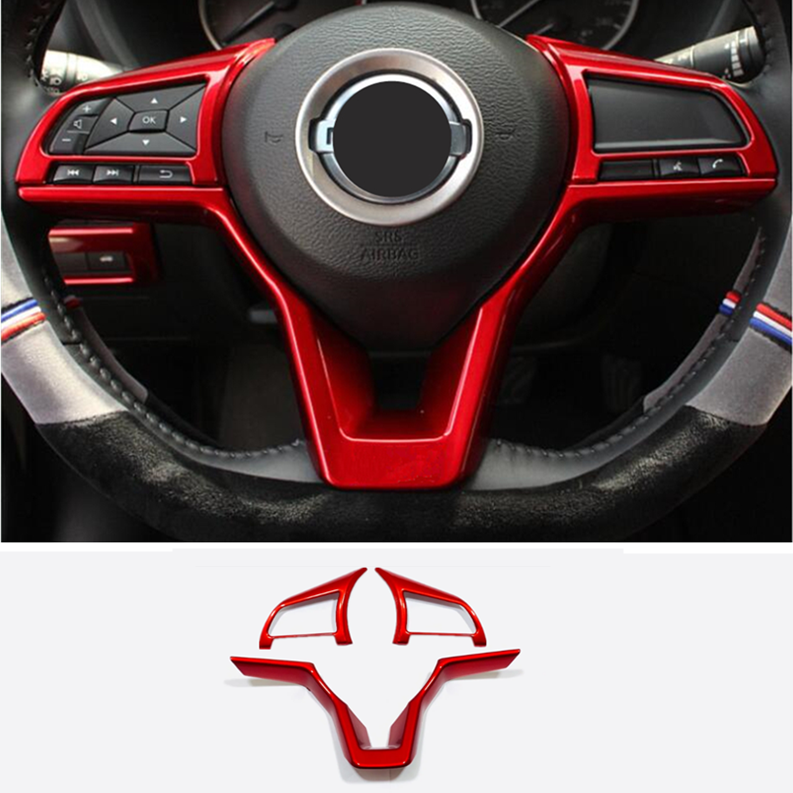 Bright Red Steering Wheel Trim 3pcs For Nissan Versa 2020-2024