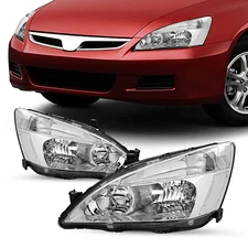 For 2003-2007 Honda Accord 2/4Dr Chrome Housing Clear Corner Headlights Pair