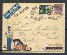 Illustrier. Luftpostbrief Brasilien 3,50$+700 Reis Copacabana-Lissabon - b10935