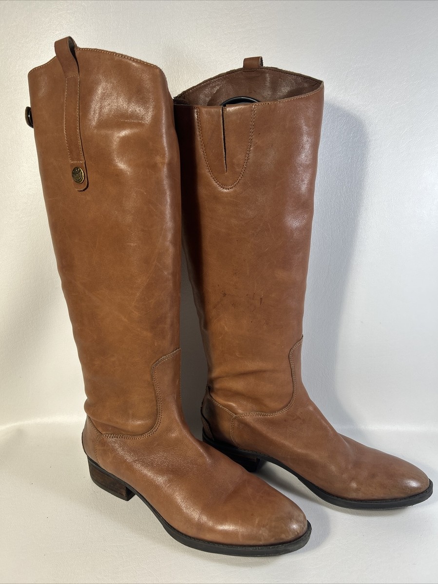 Sam Edelman Whiskey Brown Leather Penny Riding Boots Womens 8.5M