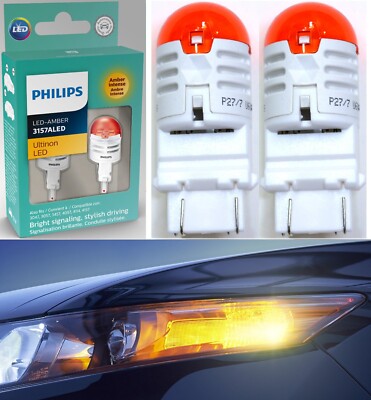 Philips Ultinon LED Light 4157 Amber Orange Two Bulbs Front Turn Signal Lamp Fit
