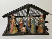 Vintage Wooden Nativity Scene – Small Christmas Manger Display