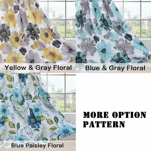 2x Blockout Floral Curtains Eyelet Blackout Curtain Draperies for Living Bedroom - Picture 2 of 5