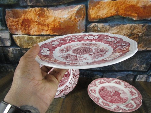 3 JOHNSON BROTHERS & SPODE Cranberry Color ENGLISH MADE Collector RED PLATES - Picture 12 of 17
