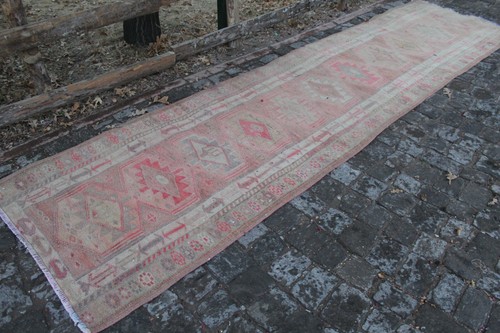 Alfombra de corredor turca Oushak silenciada vintage hecha a mano 139"x36", 353x92 cm - Imagen 2 de 7