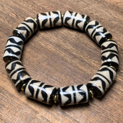Tibetan Nepalese Himalayan Ancient agate Old Dzi Talisman  eye Bead Amulet FYM