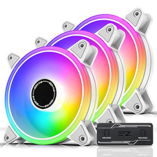White Moonlight 120Mm RGB PWM Case Fan with RGB PWM Fan Hub,5V Motherboard Sync,