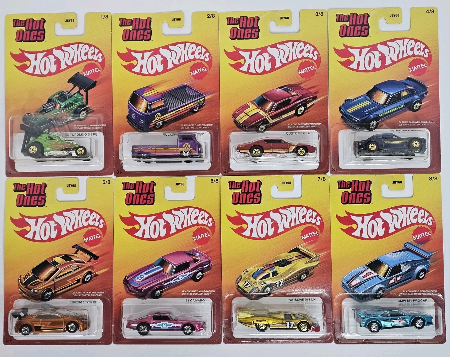 The Hot Ones By Hot Wheels Lot Of 8 Mattel '25 Fiat VW Toyota Honda Camaro...