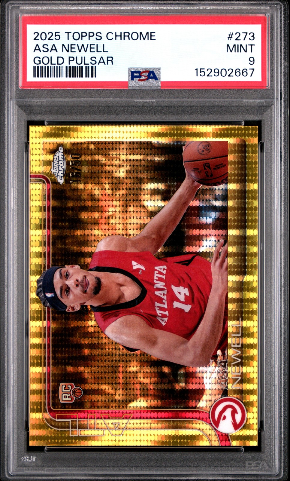 2025 TOPPS CHROME GOLD PULSAR #273 ASA NEWELL 16/50 PSA 9