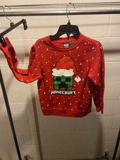 Minecraft Santa Creeper Sweatshirt - Medium - Red Mad Engine Holiday Sweater