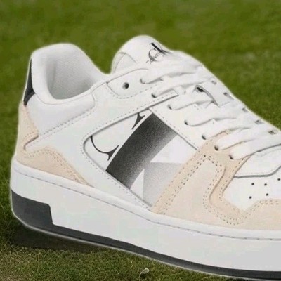Calvin Klein Jeans Sneakers Basket Cupsole Lace Mix Weiß Beige Schwarz Gr. 40