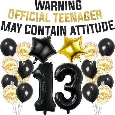 13. Geburtstag Party Deko Luftballons - 21 Stück Warnung Offiziell Teenager... 
