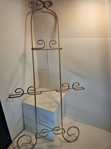 3 Tier Wall Mounted Decorative Golden Metal Plate Display Holder Rack