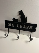 Black Metal Dog Leash Holder With 3 Hooks Hanging Hardware Not Included 