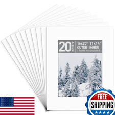 Golden State Art 20-Pack 16x20 White Acid-Free Picture Mats for 11x14 Photos