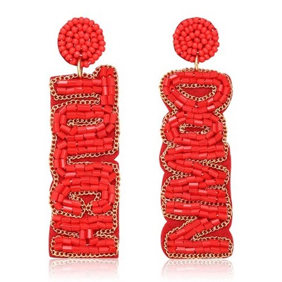 Beaded Earrings Football Game Day Earrings for Women Handmade Letter Touchd - 01