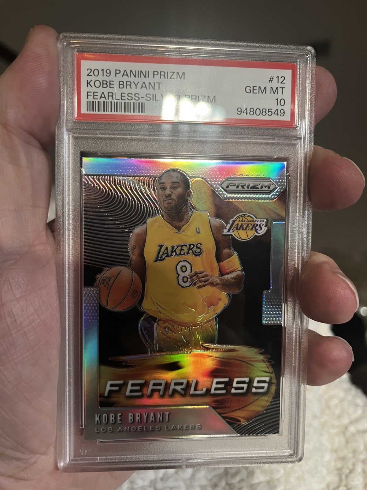 2019 Panini Prizm Fearless SILVER Prizm Kobe Bryant #12 PSA 10 GEM MINT Pop 72!
