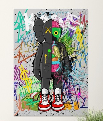 Kaws Graffiti Wall Art  -  39 x27  Wall Decor - Canvas - Ready to Hang on Wall -